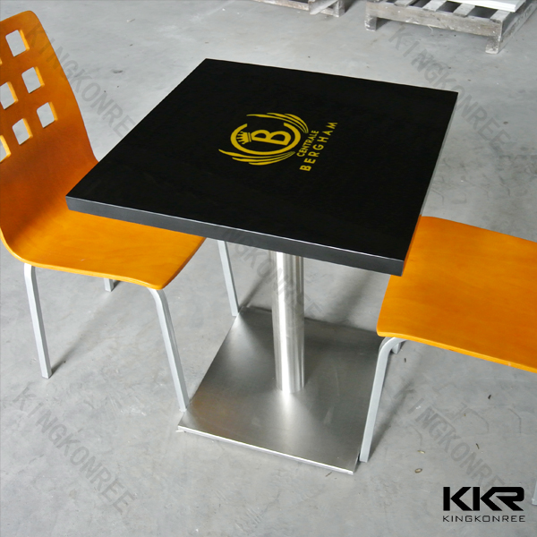 Black Solid Surface Table and Chairs Customized with Logo