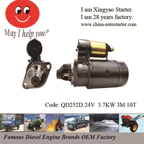 3.7kw 24V Muti Cylinder Diesel Engine Starter for Jiangdong (QD252D)