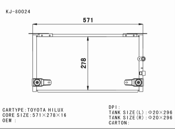 Auto Condenser for Toyota Hilux (KJ-80024)