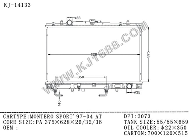 Auto Radiator for Montero Sport'97-04 at Dpi: 2073 (KJ-14133)