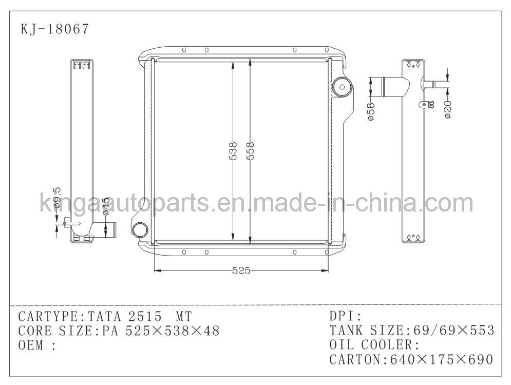 Auto Radiator for Tata 2515 Mt