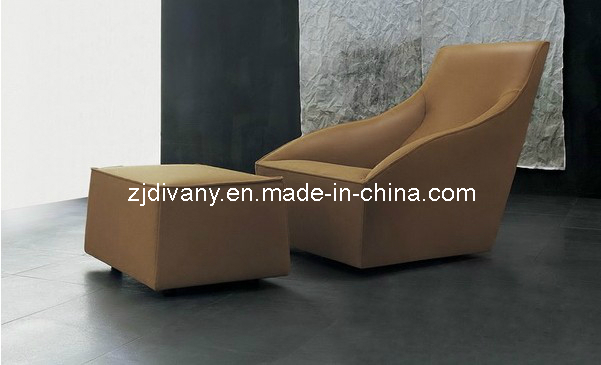 European Style Leather Single Sofa Wit Footrest (D-54-1 & 2)