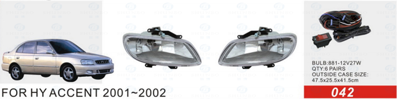 Front Fog Lamp for Hyundai Accent 2001-2002