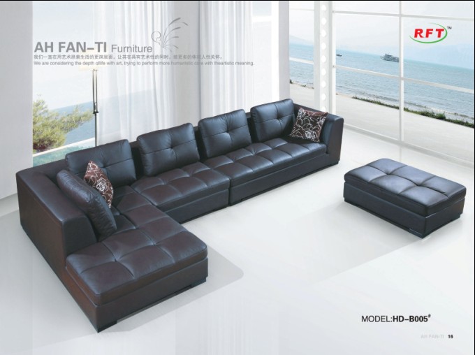 Sectional Leather Corner Classic Sofa Furniture (B005)