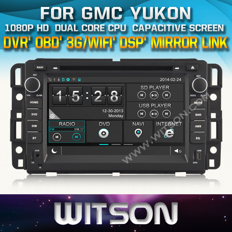 Witson Car DVD for Gmc Yukon Car DVD GPS 1080P DSP Capactive Screen WiFi 3G Front DVR Camera